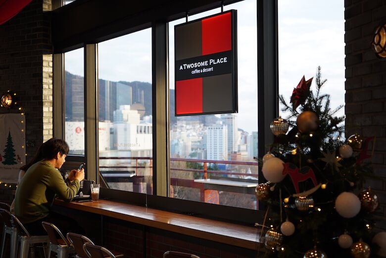 韓国富山のおすすめカフェチェーン,A TWOSOME PLACEプサンタワー店